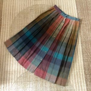 Vintage Pleated Plaid Skirt